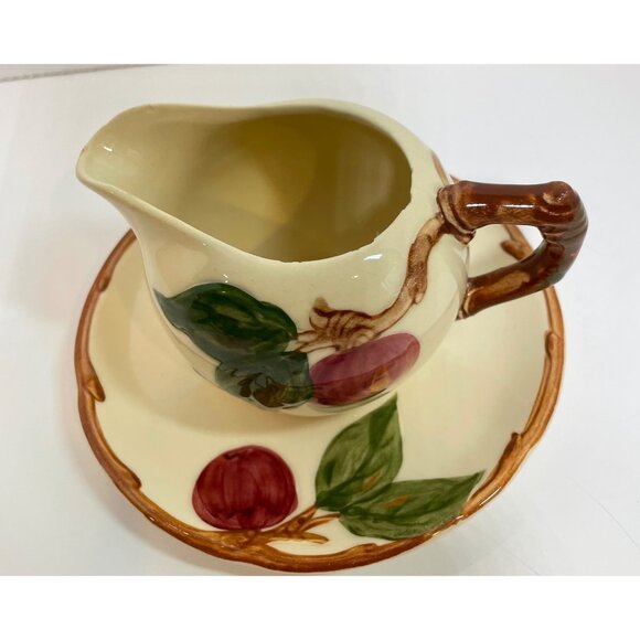 Franciscan Apple Hand-Decorated Creamer & Saucer Set Made In California USA - Picture 2 of 6